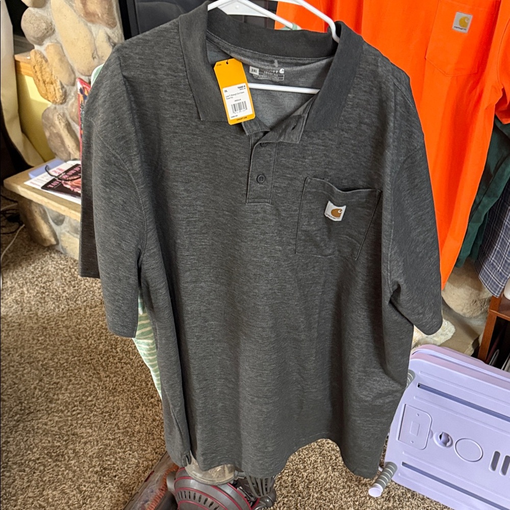 Carhartt Men's Charcoal Polo Shirt NWT 3XL